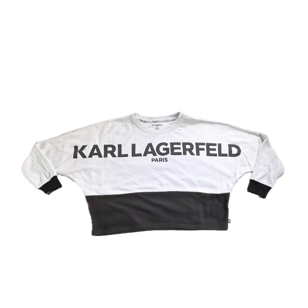 Karl Lagerfeld Women’s Color Block Pullover Black White Casual Warm Soft Cozy